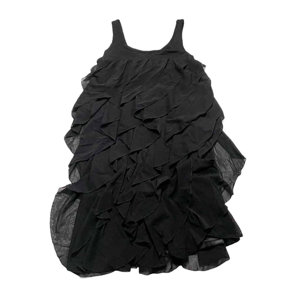 Sue Wong Designer Ruffle Sleeveless Formal Preppy Black Dress Size 4